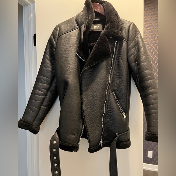 Faux fur lined Moto jacket - Picture 1 of 3